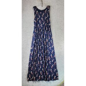 Latched Mama Mermaids Maxi Dress Womens M Navy Sleeveless Breastfeeding EUC